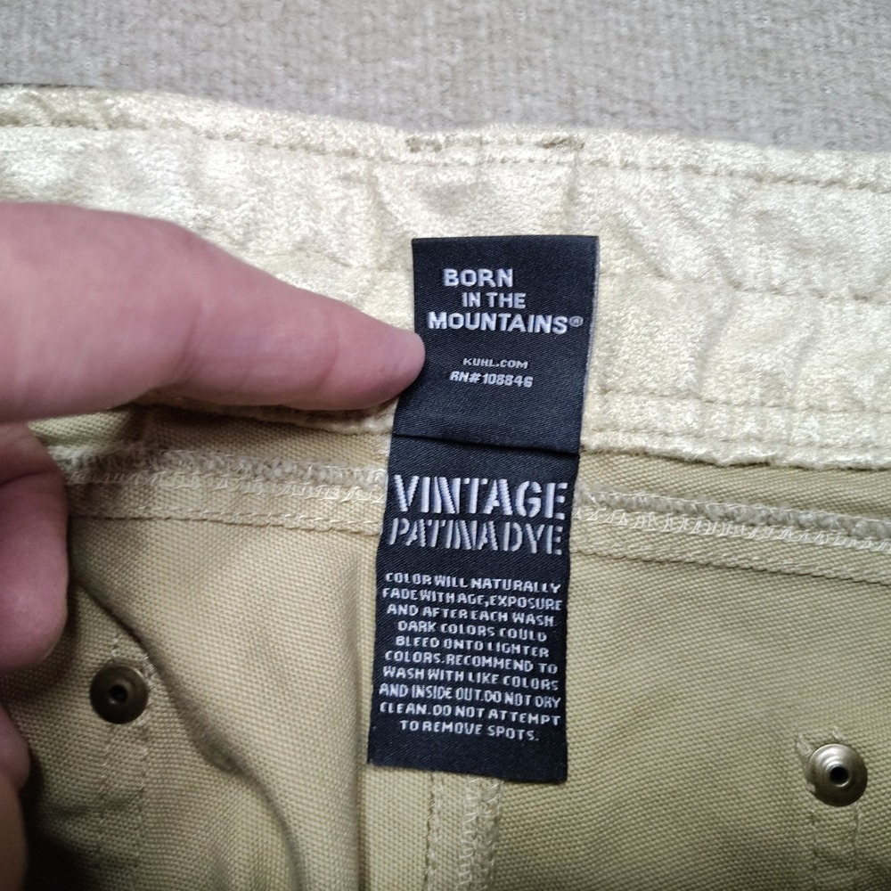 Kuhl Pants Mens The Law 34x32 Vintage Patina Dye Cargo Dark Khaki Brown Full Fit - Picture 4 of 11
